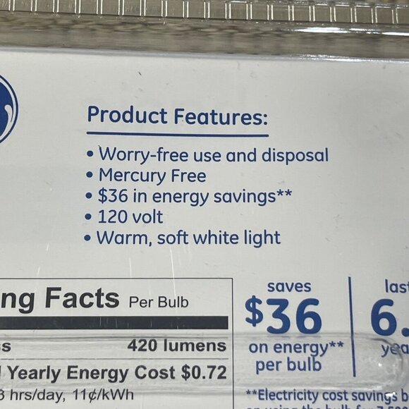 (2) GE Basic LED 50W EQ 6W Soft White Dimmable LED Light Bulb Indoor Floodlight - Picture 3 of 6